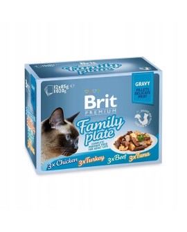 Brit Premium Family Plate dla kotów saszetki w sosie mix smaków 12x85g