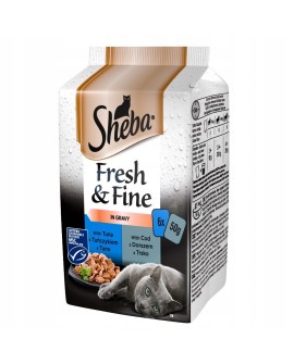 Sheba Fresh Fine mix kurczak łosoś indyk w sosie mokra karma dla kota 6x50g