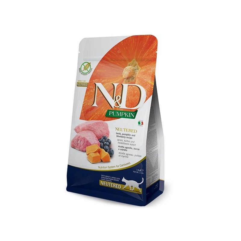 FARMINA N&D Pumpkin Cat Lamb&Blueberry Neutered - sucha karma dla kota - 300 g