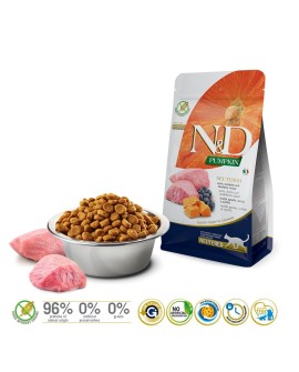 FARMINA N&D Pumpkin Cat Lamb&Blueberry Neutered - sucha karma dla kota - 300 g