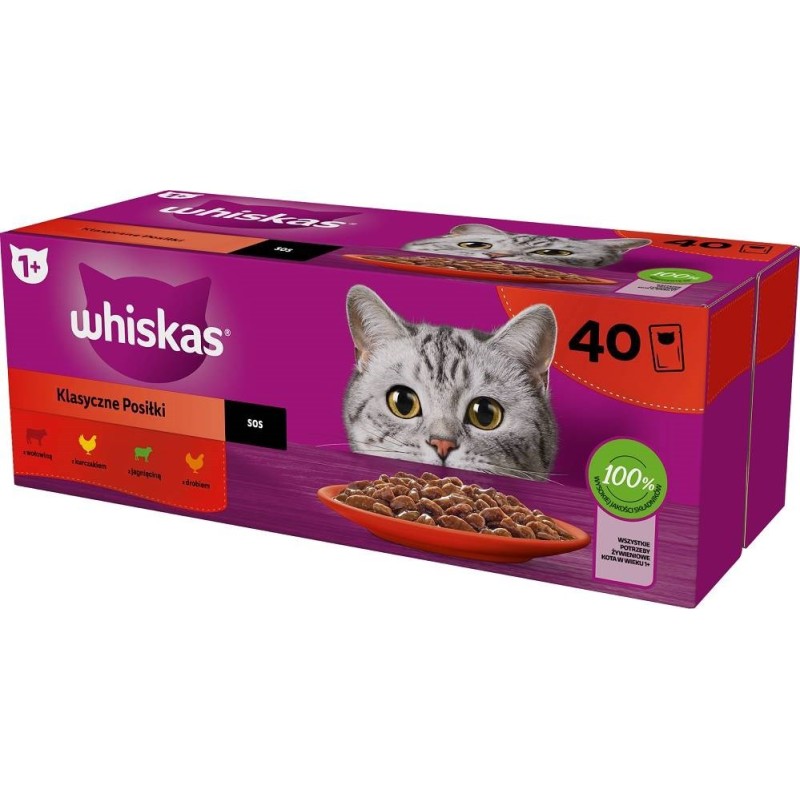 WHISKAS Saszetki drób,jagnię,woł dla kota 40x85g