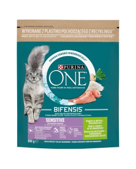 PURINA One Bifensis Adult Sensitive Bogata w Indyka i Ryż - sucha karma dla kota - 800 g (WYPRZEDAŻ)