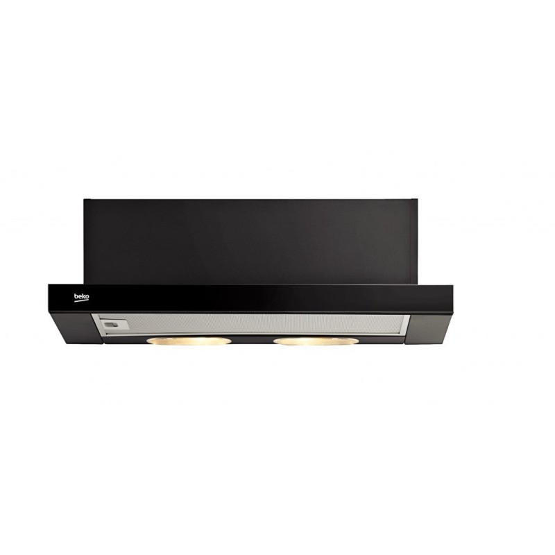 Okap teleskopowy Beko CTB 6250 B (420 m3/h 600mm kolor czarny, front czarne szkło)