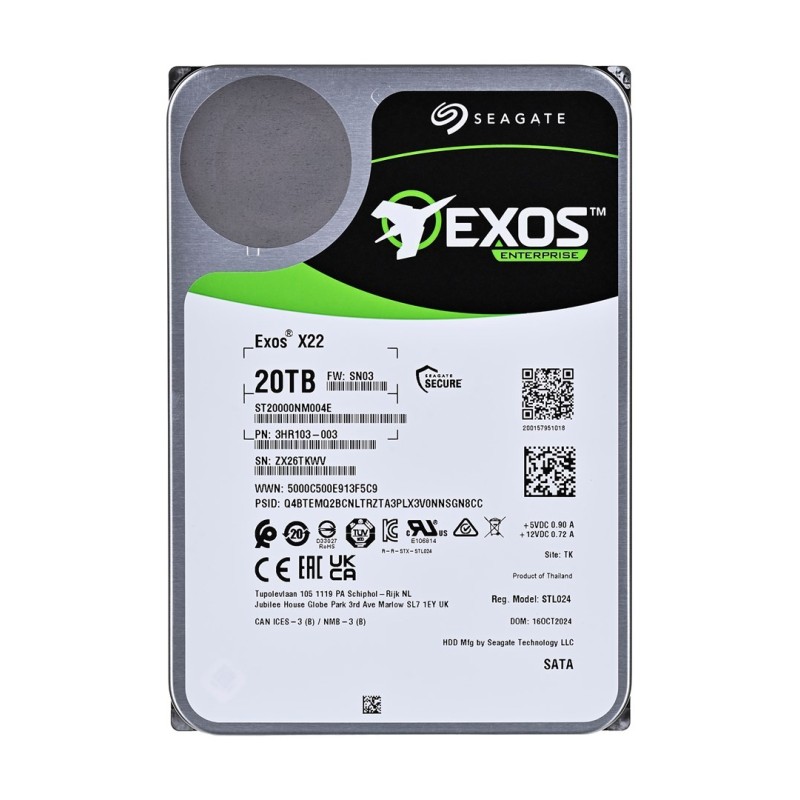 Dysk twardy HDD Seagate Exos X22 20TB 3,5" SATA ST20000NM004E