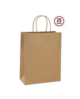 BSTech Torba Papierowa z rączką brązowa 320x110x250 25 szt 120 gsm