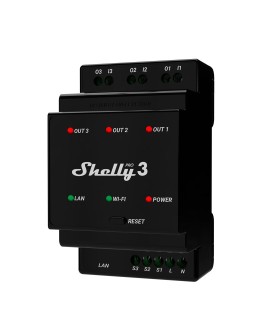 Shelly Pro 3 przekaźnik zasilający Czarny