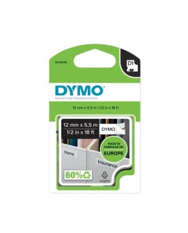 TAŚMA DYMO D1-12MM X 5,5M POLIESTROWA TRWAŁA CZARNY/BIAŁY