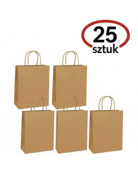BSTech Torba Papierowa z rączką brązowa 210x110x270 zestaw 25 szt., Grubość : 120 gsm