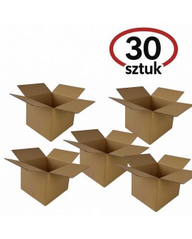 KARTON KLAPOWY, pudełko zrobione z tektury 3W 3 warstwowej, kolor szaro/brązowy, 200X200X200mm + BIGA 155 320G/M2 30 SZTUK