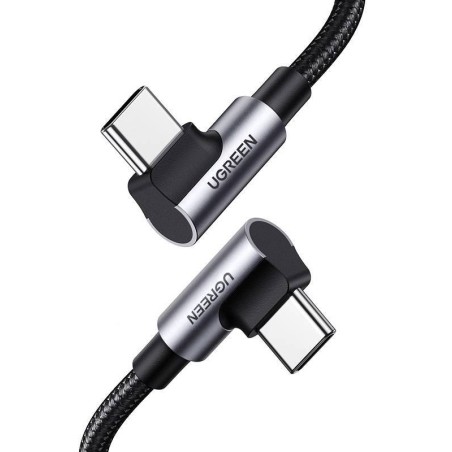 Kabel USB-C do USB-C, kątowy UGREEN US335, 5A, 100W, 1m (czarny)