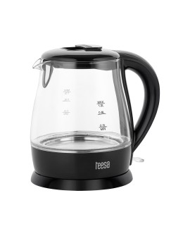 Czajnik elektryczny TEESA, szklany, 1650 W, czarny, 1 L