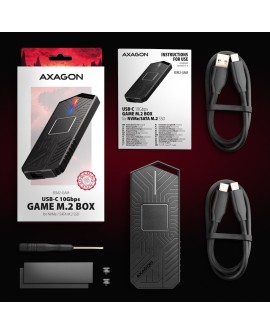 Obudowa SSD M.2 AXAGON EEM2-GAM, USB-C 10Gbps - NVMe & SATA SSD GAME M.2 box, bez skrótów