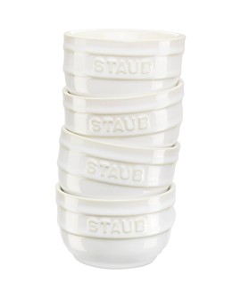 Staub Mini Ramekin Okrągły, 4 szt. - 200 ml, Kość słoniowa