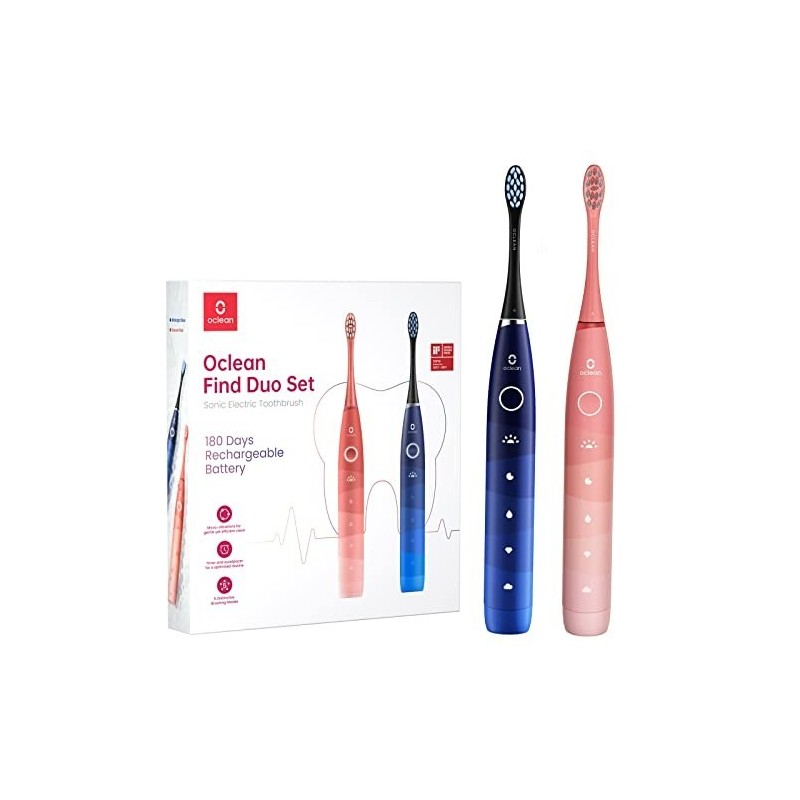 Zestaw szczoteczek sonicznych Oclean Find Duo Set (czerwony/niebieski)