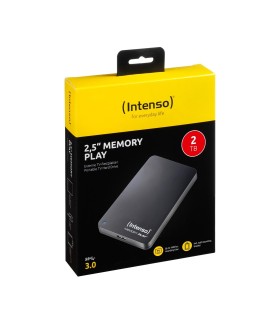 Intenso MEMORY PLAY - Festplatte - 2TB - extern (tragbar) - 2.5" (6,4 cm) - USB3.0 - 5400 U/min - Puffer: 8MB - Schwarz
