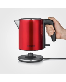 SEVERIN CZAJNIK ELEKTRYCZNY STALOWY, LAKIEROWANA CZERWIEŃ, ZAKRYTY ELEMENT GRZEJNY, OTWÓR XXL, WOLNY OD BPA, 1L, 2400W WK3427