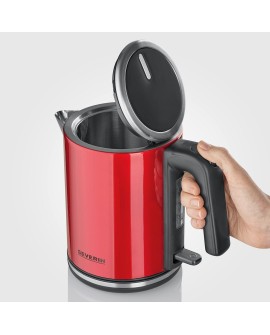 SEVERIN CZAJNIK ELEKTRYCZNY STALOWY, LAKIEROWANA CZERWIEŃ, ZAKRYTY ELEMENT GRZEJNY, OTWÓR XXL, WOLNY OD BPA, 1L, 2400W WK3427