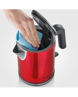 SEVERIN CZAJNIK ELEKTRYCZNY STALOWY, LAKIEROWANA CZERWIEŃ, ZAKRYTY ELEMENT GRZEJNY, OTWÓR XXL, WOLNY OD BPA, 1L, 2400W WK3427