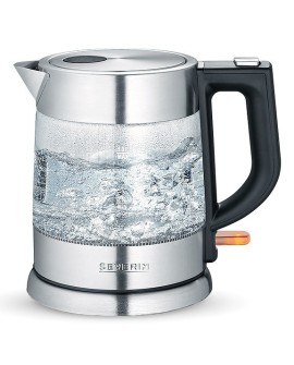 SEVERIN CZAJNIK ELEKTR. SZKŁO-STAL, POJ. 1 L, ZAKRYTA GRZAŁKA, FILTR ANTYWAPNIOWY, LAMPKA KONTROLNA, MOC 2200W WK3468