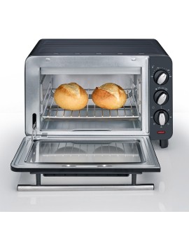 SEVERIN MINI PIEKARNIK PÓJ. 14 L, TEMP. 230°C, W ZESTAWIE RUSZT DO GRILLOWANIA, BLACHA I TACKA NA OKRUCHY, MOC 1200W TO2042