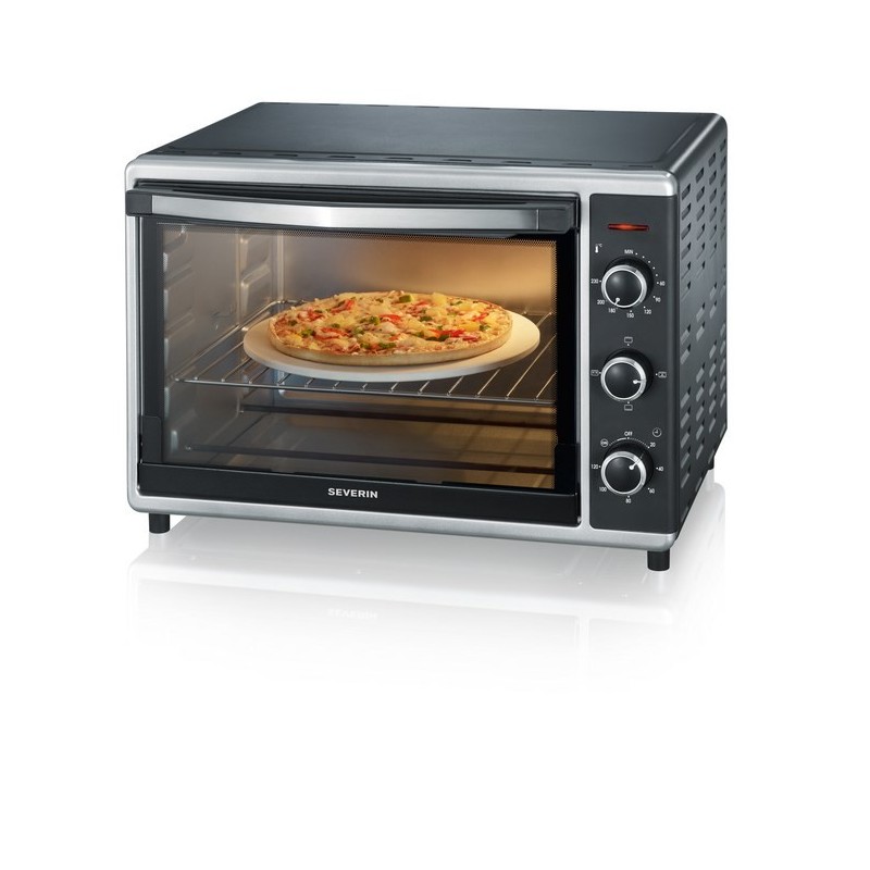SEVERIN MINI PIEKARNIK, TERMOOBIEG, TEMP. DO 230°C, TIMER DO 120 MIN, KAMIEŃ DO PIZZY, RUSZT, ROŻEN , 42 L, 1800W TO2058