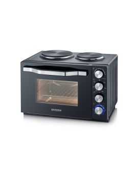 SEVERIN MINI PIEKARNIK Z PŁYTAMI DO GOTOWANIA, ZAKRES TEMP. 100°C-230°C, TIMER DO 120 MIN, 30 L, 1500W TO2074