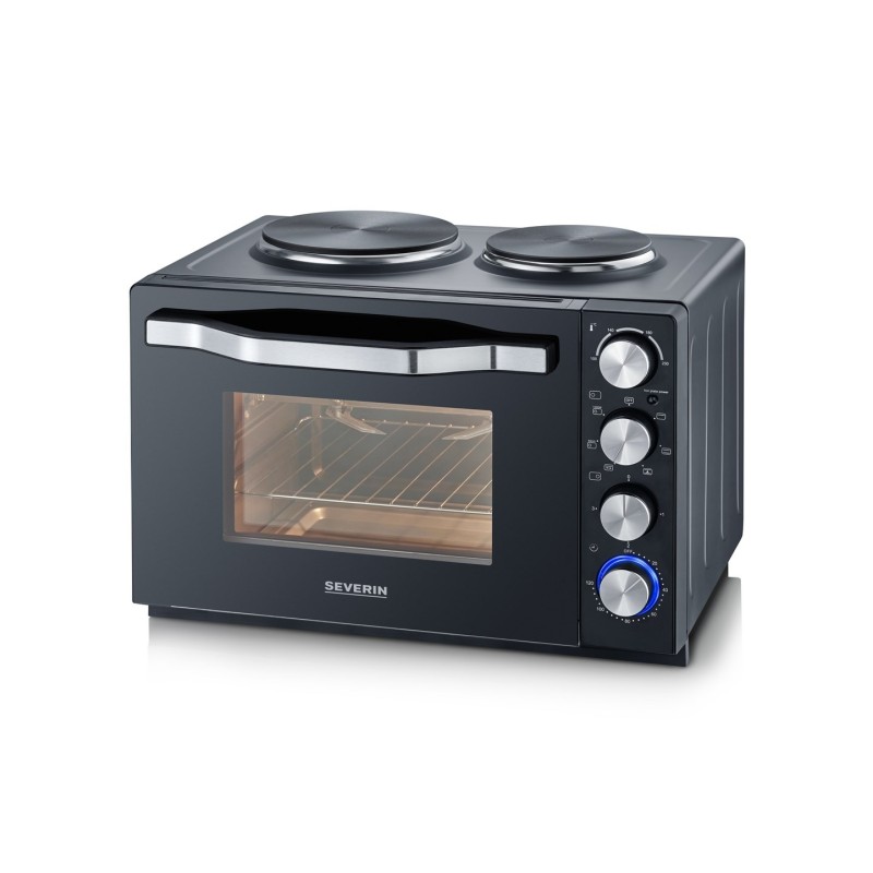 SEVERIN MINI PIEKARNIK Z PŁYTAMI DO GOTOWANIA, ZAKRES TEMP. 100°C-230°C, TIMER DO 120 MIN, 30 L, 1500W TO2074