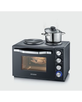 SEVERIN MINI PIEKARNIK Z PŁYTAMI DO GOTOWANIA, ZAKRES TEMP. 100°C-230°C, TIMER DO 120 MIN, 30 L, 1500W TO2074