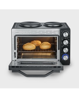 SEVERIN MINI PIEKARNIK Z PŁYTAMI DO GOTOWANIA, ZAKRES TEMP. 100°C-230°C, TIMER DO 120 MIN, 30 L, 1500W TO2074