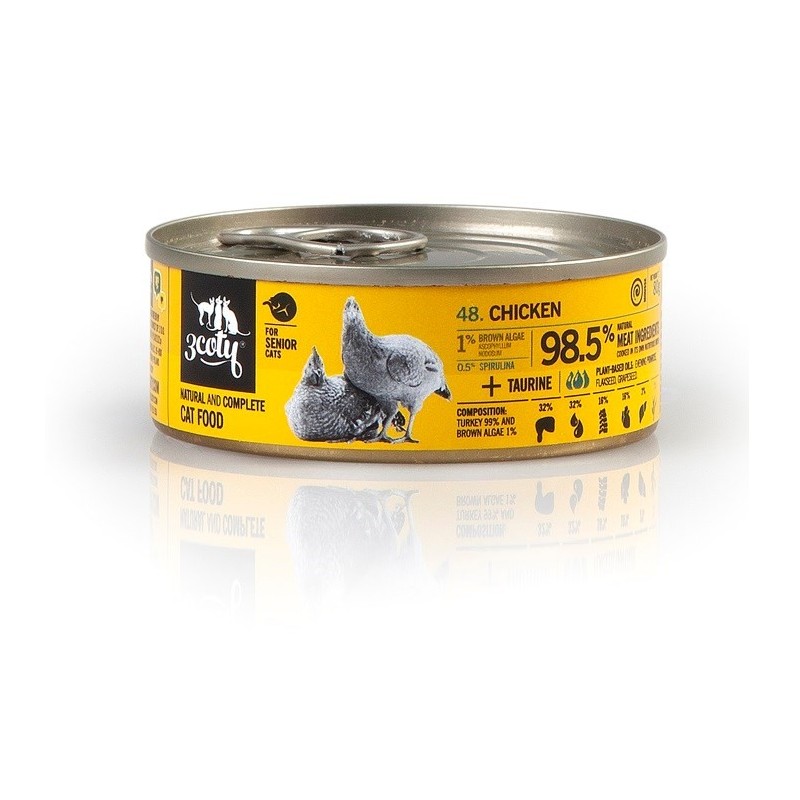 3Coty CHICKEN with Spirulina for Senior Cats 80g
