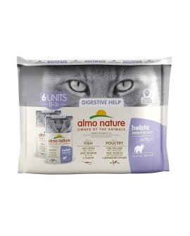 Almo Nature Multipack Digestive 3 x ryba, 3 x drób dla kota 6x70gr