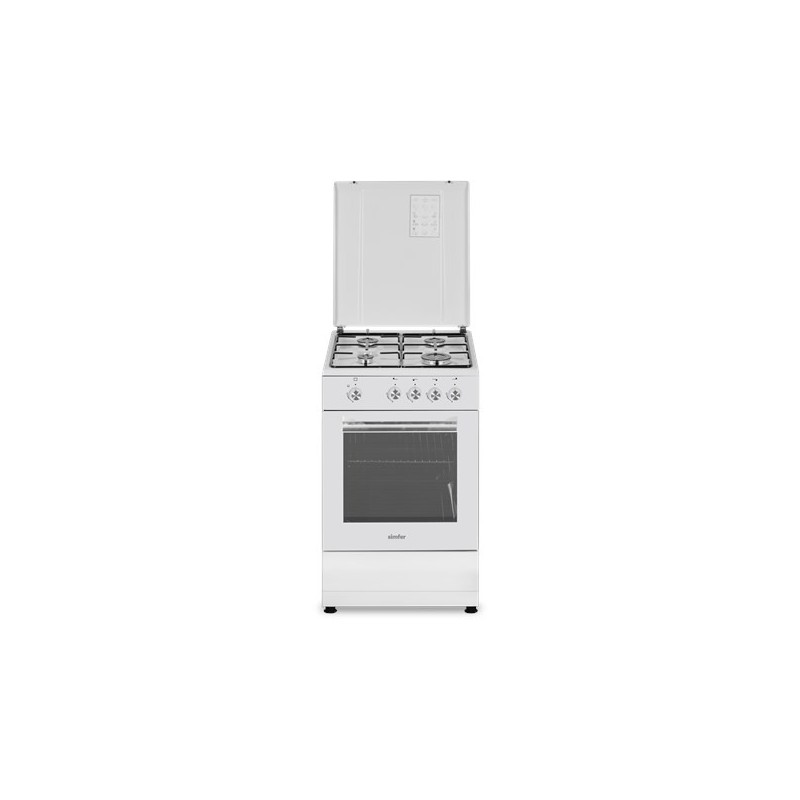 Simfer | Kuchenka | 4401SGRBB.1 | Typ płyty gazowej | Typ piekarnika Gazowy | Biały | Szerokość 50 cm | Głębokość 55 cm | 49 L