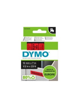 DYMO D1 - Standard Etykiety - Czarny na czerwonym - 12mm x 7m