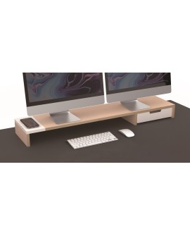 POUT Eyes9 – Podstawka pod dwa monitory z uniwersalnym bezprzewodowym systemem ładowania urządzeń, kolor biały
