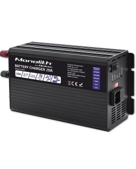Qoltec Inteligentna ładowarka Monolith do akumulatorów LiFePO4 AGM GEL SLA | 20A | 24V