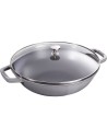 Wok żeliwny z pokrywką Staub - 30 cm, Grafitowy