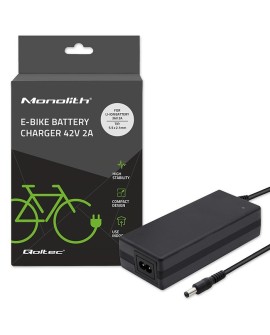 QOLTEC ŁADOWARKA DO BATERII ROWERU ELEKTRYCZNEGO 36V | 42V | 2A | 5.52.1