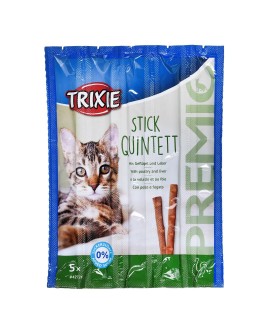 TRIXIE Stick Quintett Premio Paluszki z wątróbką drobiową - przysmak dla kota - 5x5 g