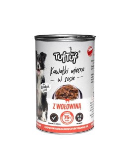 Tuf Tuf kawałki mięsne z wołowiną dla psa puszka 415g