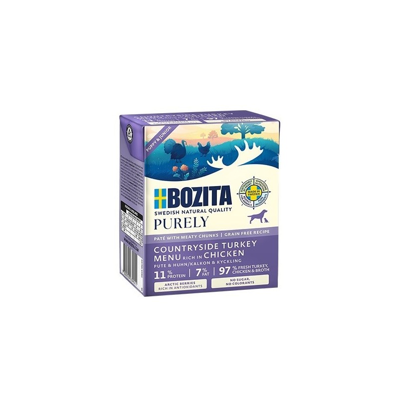 BOZITA Purely indyk z kurczakiem pasztecik z mięsem dla szczeniąt 370g