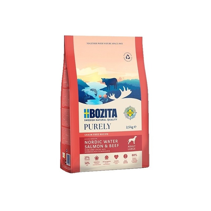 BOZITA Purely łosoś i wołowina karma bezzbożowa dorosłe psy duże rasy 2,5 kg