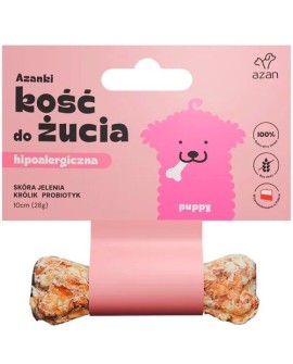 AZANKI Kość hipoalergiczna ze skóry jelenia z królikiem i probiotykiem PUPPY 10cm