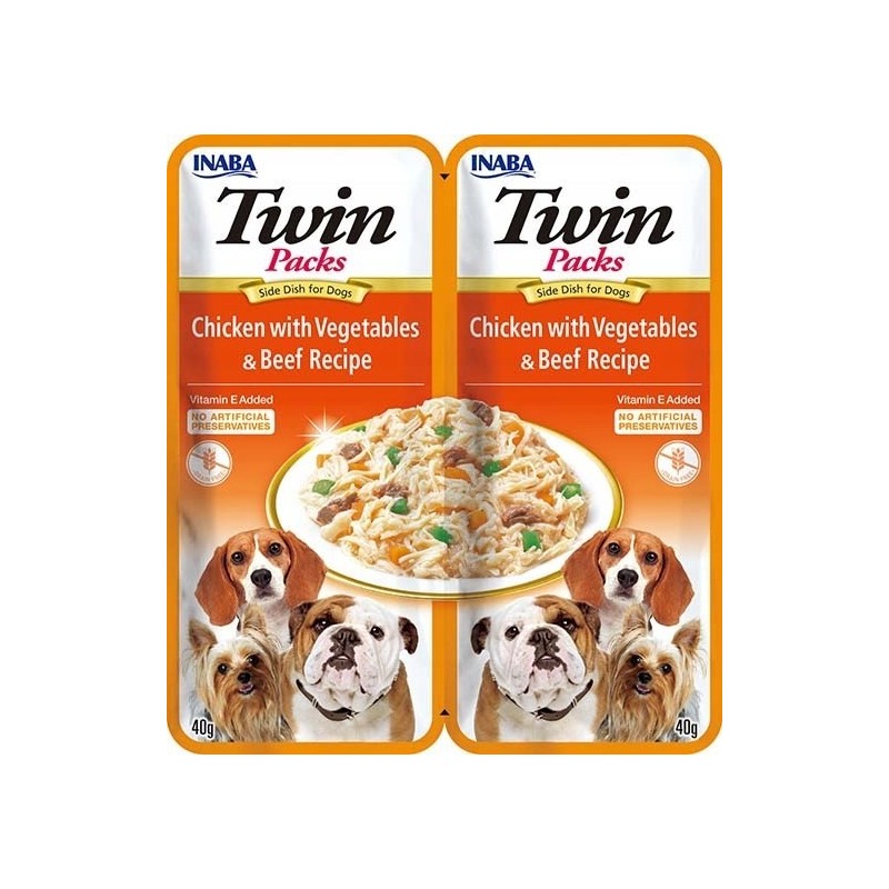 INABA DOG TWIN CHICKEN VEGETABLES & BEEF 2x40g