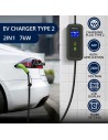 Qoltec Mobilna ładowarka do samochodu elektrycznego EV z regulacją 2w1 Typ2 | 7kW | 230V | CEE 3 PIN | Wi-fi| LCD | Przenośna |