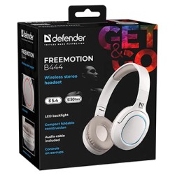 Defender FreeMotion B444 słuchawki z mikrofonem, bezprzewodowa, beżowa, Podświetlenie LED, EOL