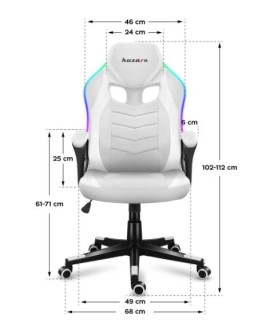 Fotel gamingowy Huzaro Force 2.5 RGB WHITE MESH