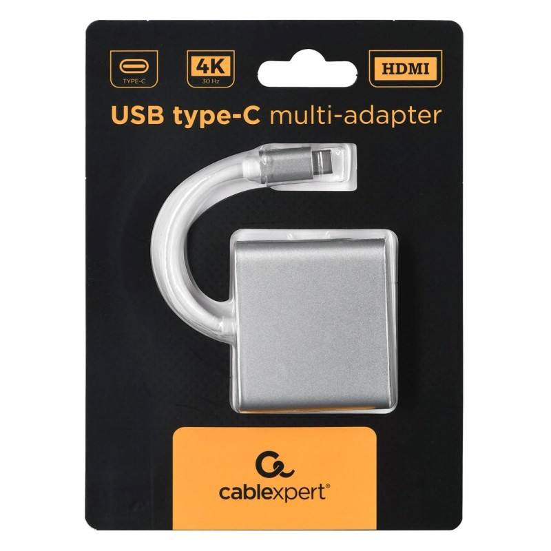 GEMBIRD GEMBIRD MULTI ADAPTER USB TYP-C (M) - USB TYP-C USB 3.0 HDMI SREBRNY