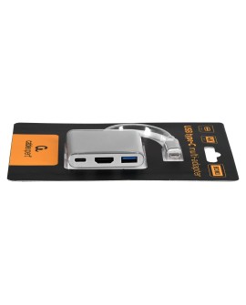 GEMBIRD GEMBIRD MULTI ADAPTER USB TYP-C (M) - USB TYP-C USB 3.0 HDMI SREBRNY