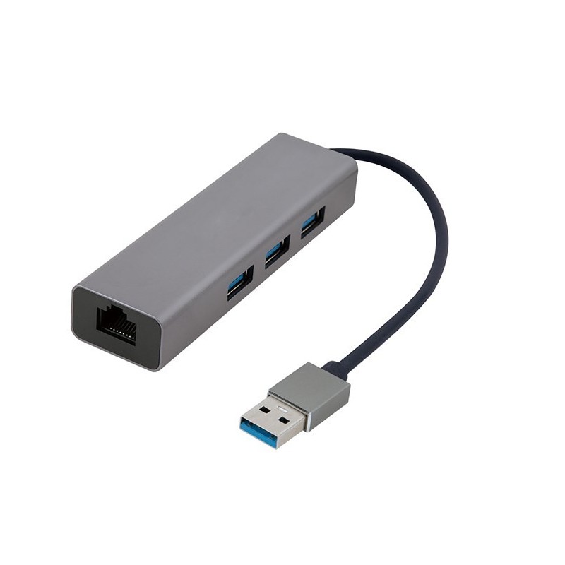 GEMBIRD ADAPTER USB-AM DO LAN GIGABIT HUB USB 3.0 X3 CZARNY