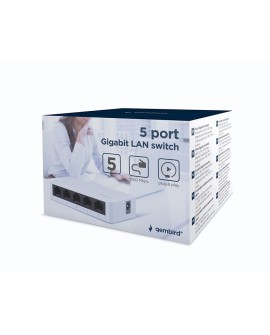 GEMBIRD SWITCH DESKTOP GIGABIT LAN (5X 10/100/1000MBPS) BIAŁY